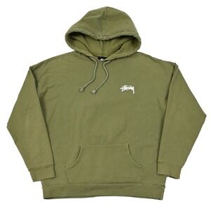 Stussy Men's Eight Ball Logo Lightweight Hoodie Sweatshirt Medium Olive Skater
